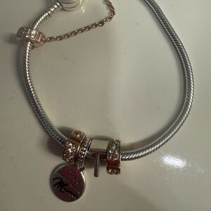 Pandora Silver and Gold Charm Bracelet